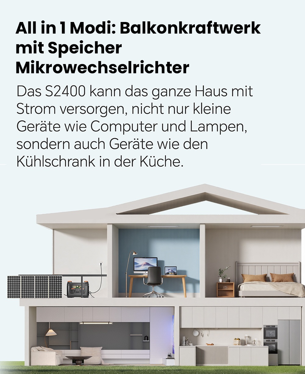 NECESPOW S2400 Tragbare Powerstation, 2400W Ausgang, 2048Wh LiFePO₄ Batterie, 13 Anschl&uuml;sse, 1,5H Schnellladung, 20ms USV-Backup, App-Steuerung, f&uuml;r Outdoor/RV/Heimgebrauch