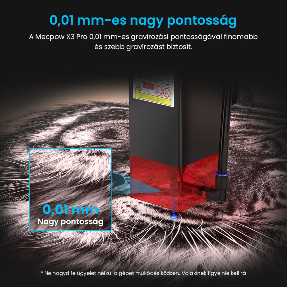 Mecpow X3 Pro 10W-os l&eacute;zergrav&iacute;roz&oacute; levegős r&aacute;seg&iacute;t&eacute;sű k&eacute;szlettel