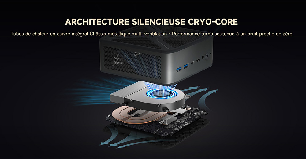 ALLIWAVA GH8 Mini PC de jeu, AMD Ryzen 9 8945HS 8 cœurs max 5,2 GHz, 32 Go de RAM, SSD 1 To, quadruple sortie vidéo (HDMI + DP + USB 4.0 + USB-C), Wi-Fi 6E, Bluetooth 5.2, 2 ports USB 3.0, 2 ports USB 2.0, 2 ports RJ45 2,5 GHz, 1 prise audio.