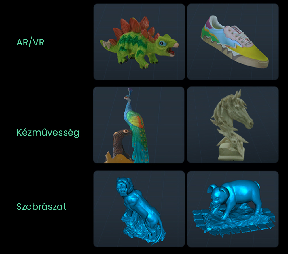 Creality CR-Scan Ferret Pro 3D szkenner, Ak&aacute;r 30 fps szkennel&eacute;si sebess&eacute;g, 0,1 mm-es pontoss&aacute;g, 150-700 mm munkat&aacute;vols&aacute;g, 560*820 mm egyszeres szkennel&eacute;si tartom&aacute;ny, 150x150 mm minim&aacute;lis szkennel&eacute;s, Vezet&eacute;k n&eacute;lk&uuml;li kapcsolat