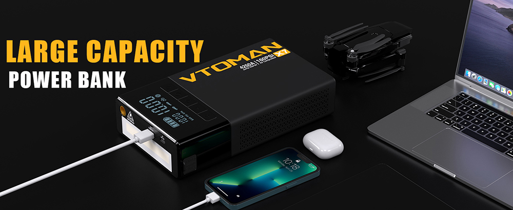 VTOMAN X7 Car Jump Starter with Air Compressor, 4250A Peak, 12V Vehicles up to 10L Gas & 10L Diesel, 160 PSI Tire Inflator, 5.1" Smart Display, 88.8Wh Battery