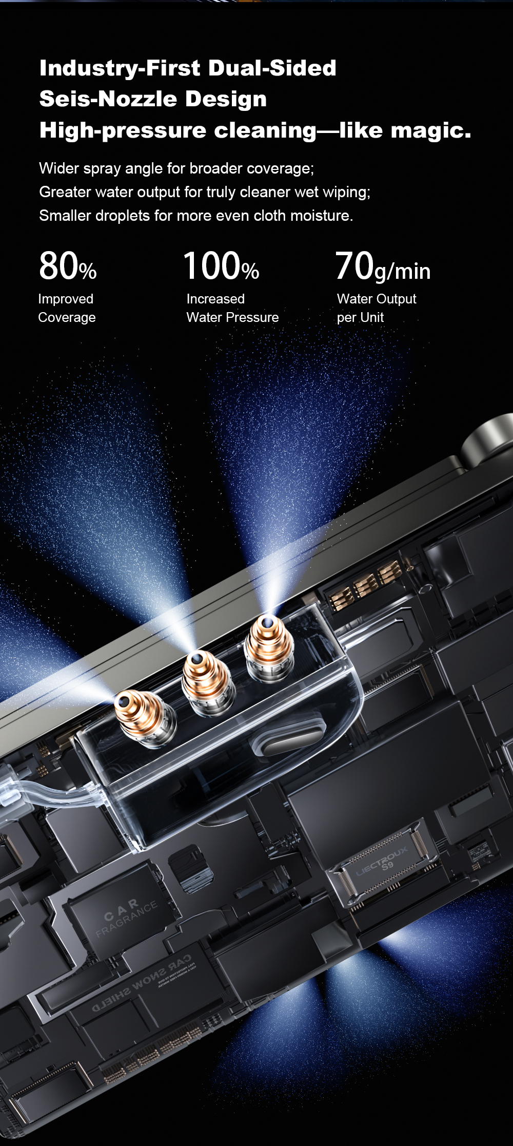 Liectroux S9 Fensterreinigungsroboter, Doppelrollenb&uuml;rsten, 6-Wege-Wasserspray, 9000Pa Saugkraft, Fernbedienung und App-Steuerung