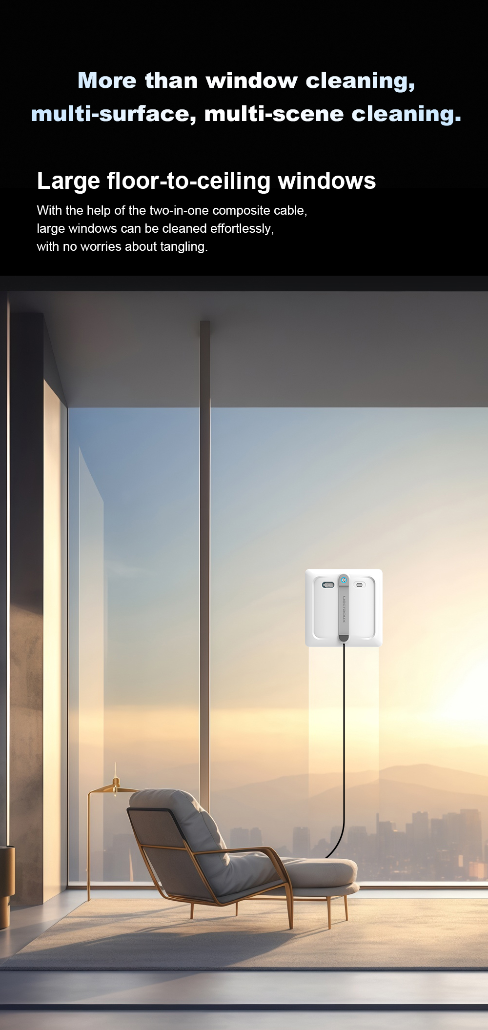 Liectroux S9 Fensterreinigungsroboter, Doppelrollenb&uuml;rsten, 6-Wege-Wasserspray, 9000Pa Saugkraft, Fernbedienung und App-Steuerung