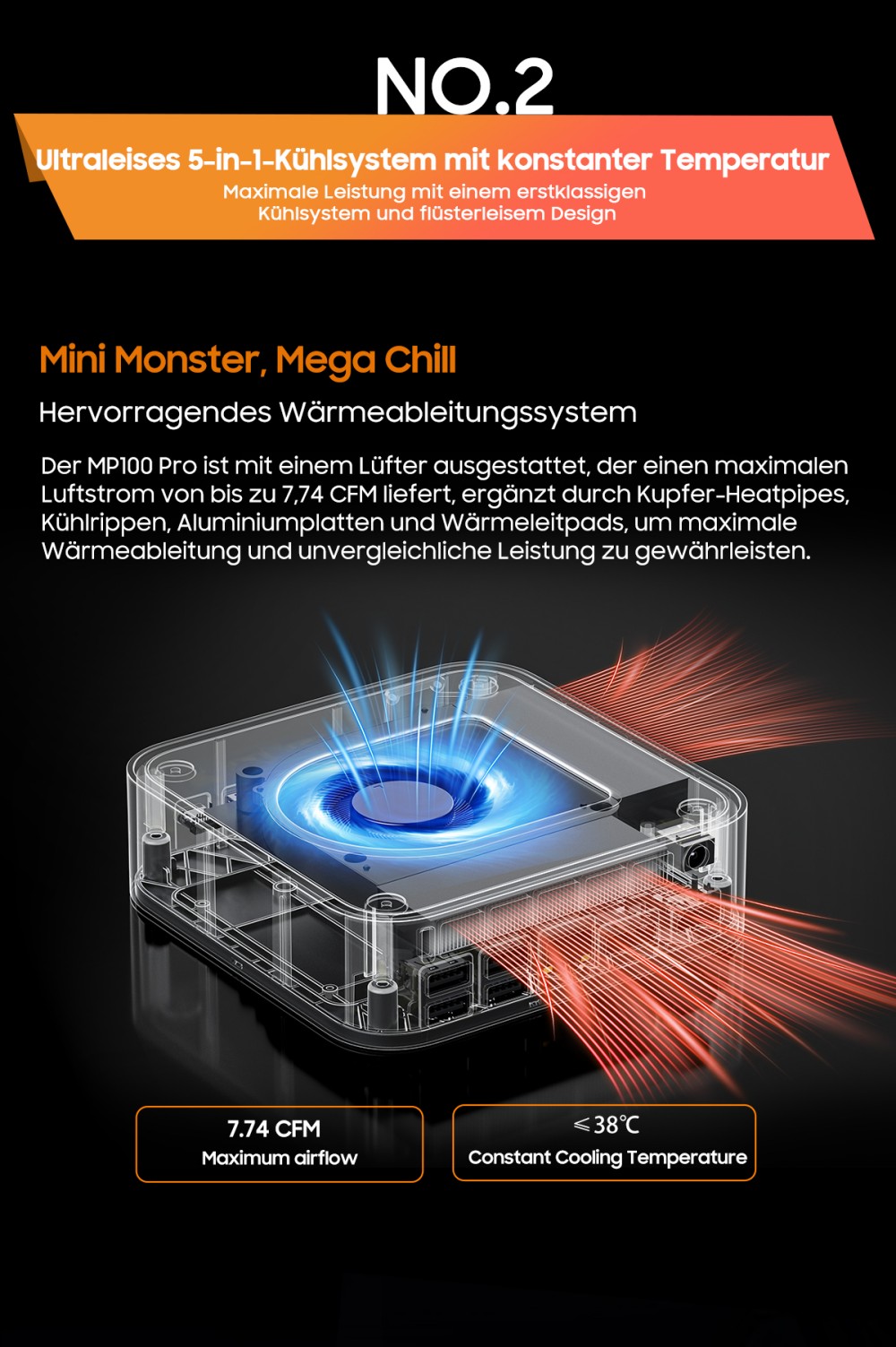 Blackview MP100 Pro Mini-PC, Intel i9-12900HK 14 Kerne, max. 5,0 GHz, 16 GB RAM, 1 TB SSD, HDMI+DP+USB-C Dreifach-4K-Display, WiFi 6 Bluetooth 5.2, 4*USB 3.2 Gen 1 Typ-A, 2*USB 3.2 Gen 2 Typ-A, 1*RJ45, 1*Audio-Buchse