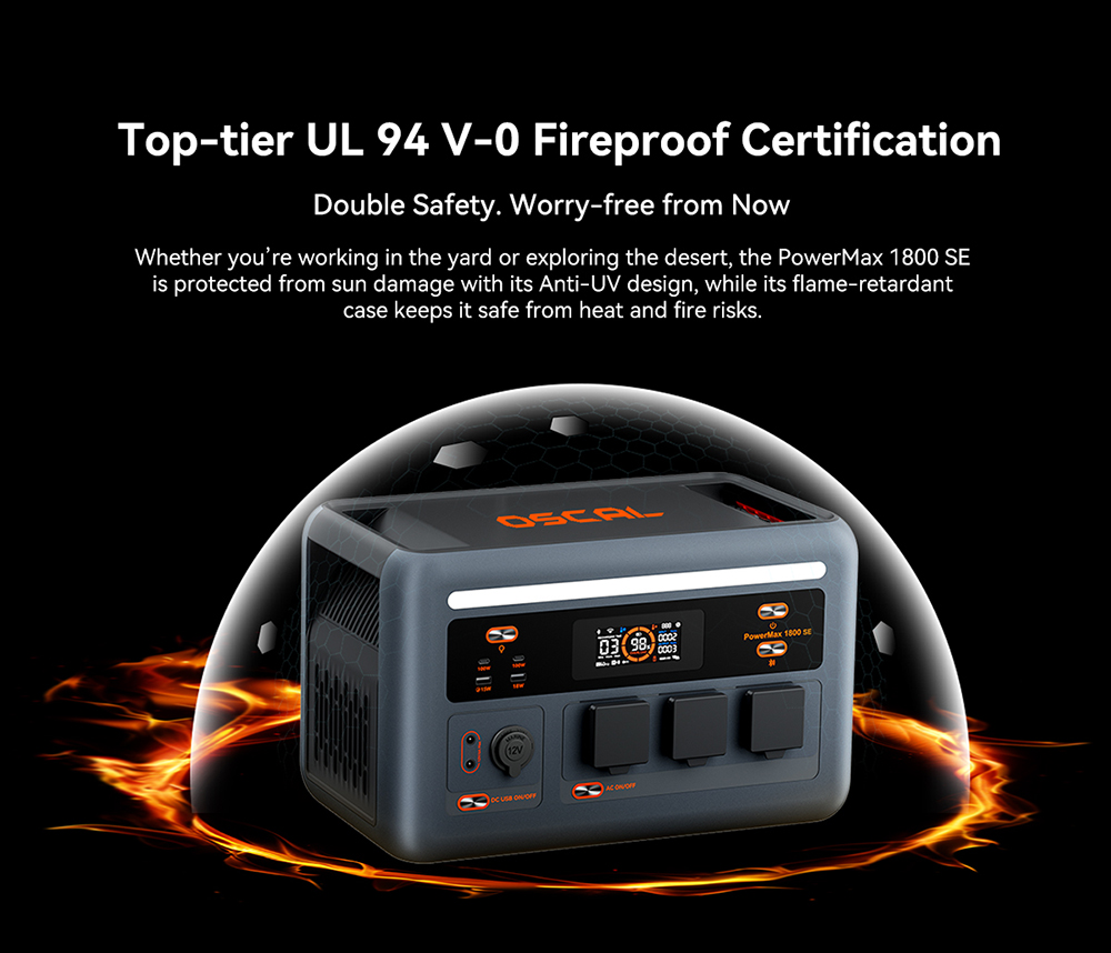 Blackview Oscal PowerMax 1800 SE Tragbare Powerstation, 1024 Wh LiFePO₄-Akku, 1800 W Nennleistung / 3600 W Spitzenleistung, 10 Ausg&auml;nge, 800 W Solar- und 700 W AC-Schnellladefunktion, 0,01 s USV, reiner Sinus-Wechselstrom f&uuml;r Notstromversorgung im Freien und zu Hause.