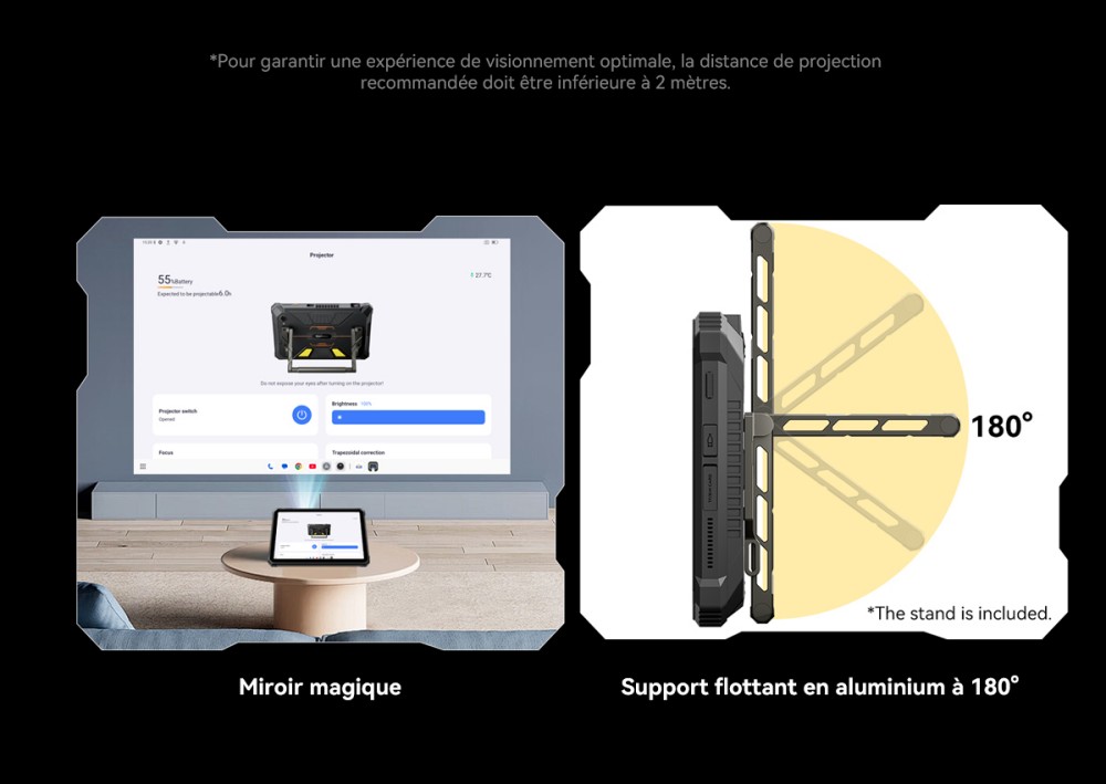 Blackview Active 12 Pro 5G Projecteur AI Tablette Robuste, Projection 1080P 120 pouces 200LM, Android 15, Écran IPS 11 pouces 1920*1200, MT6878 8 cœurs, 12 Go + 24 Go de RAM extensible, 256 Go de ROM, Batterie 30000 mAh, Charge rapide 120W, Caméra 50MP+108MP, Wi-Fi 6E