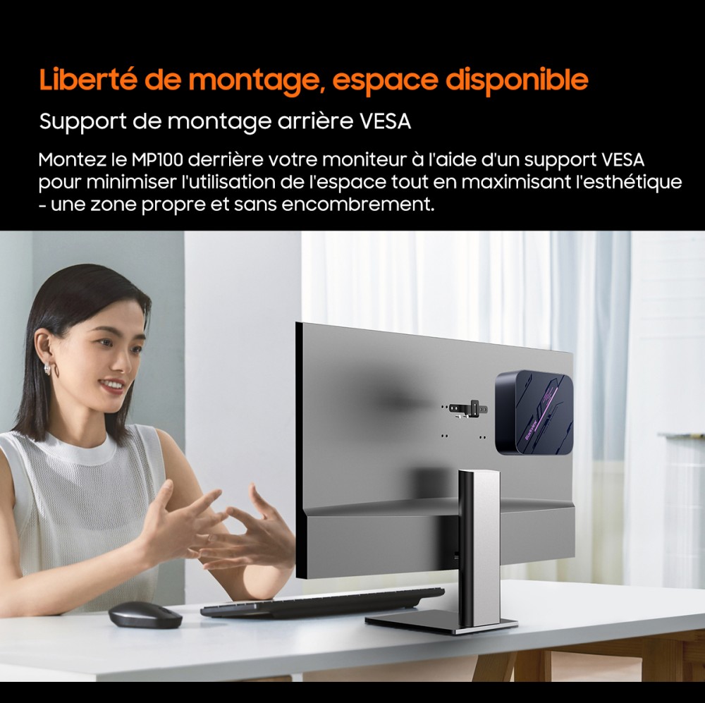 Blackview MP100 Pro Mini PC, Intel i9-12900HK 14 cœurs, jusqu'à 5,0 GHz, 16 Go de RAM, 1 To de SSD, triple affichage 4K HDMI+DP+USB-C, WiFi 6 Bluetooth 5.2, 4 ports USB 3.2 Gen 1 Type-A, 2 ports USB 3.2 Gen 2 Type-A, 1 port RJ45, 1 prise audio