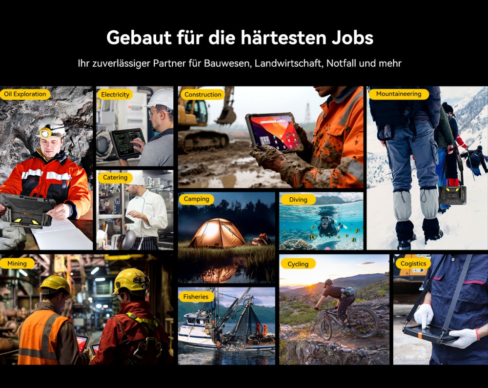 Blackview Active 12 Pro 5G Projektor AI Rugged Tablet, 200LM 120 Zoll 1080P Projektion, Android 15, 11 Zoll 1920*1200 IPS Bildschirm, MT6878 8 Kerne, 12GB + 24GB Erweiterungs-RAM 256GB ROM, 30000mAh Akku, 120W Schnellladung, 50MP+108MP Kamera, WiFi 6E