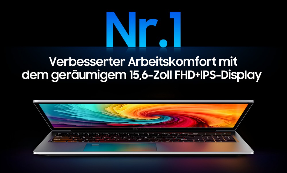 Blackview AceBook 8 Laptop, 15,6 Zoll 1920*1080 IPS-Bildschirm, Intel N150 4-Kern Max 3,6GHz, 16GB RAM 512GB SSD, Dual-Band WLAN Bluetooth 5.0, 2*USB 3.0 1*USB 2.0 1*USB-C 1*HDMI 2.0 1*Audiobuchse 1*MicroSD-Kartensteckplatz, 38Wh Akku 36W Ladegerät