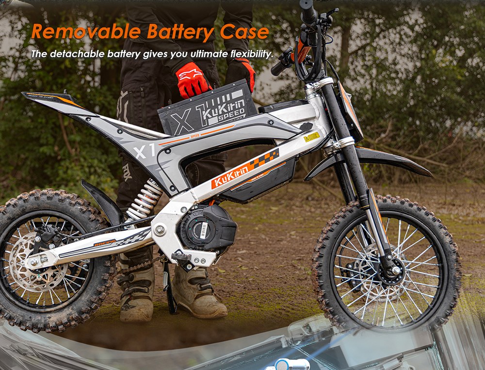 Kukirin X1 Motocyclette Électrique, Moteur 1000W, Batterie 48V 20.8Ah, Pneus Avant de 14 Pouces et Arrière de 12 Pouces, Vitesse Maximale de 50 km/h, Autonomie de 40 km, Freins Hydrauliques Avant et Arrière, Absorption des Chocs Hydrauliques
