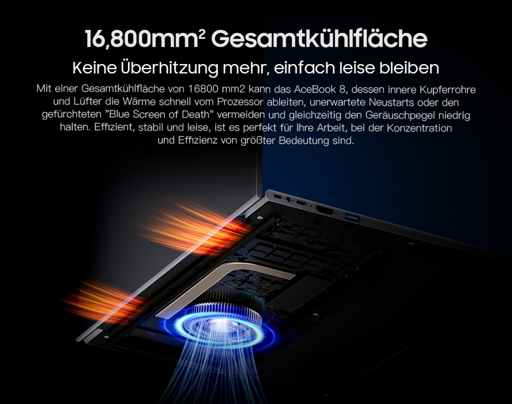 Blackview AceBook 8 Laptop, 15,6 Zoll 1920*1080 IPS-Bildschirm, Intel N150 4-Kern Max 3,6GHz, 16GB RAM 512GB SSD, Dual-Band WLAN Bluetooth 5.0, 2*USB 3.0 1*USB 2.0 1*USB-C 1*HDMI 2.0 1*Audiobuchse 1*MicroSD-Kartensteckplatz, 38Wh Akku 36W Ladegerät