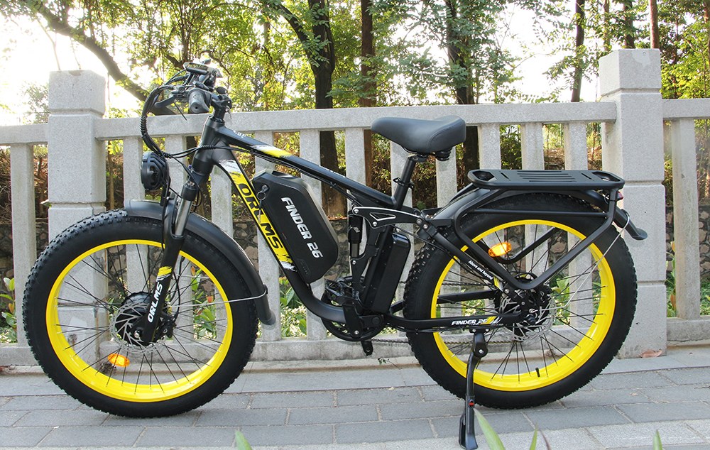 Orlms V3 Elektrofahrrad, 1000 W * 2 Motor, 60 V 25 Ah Akku, 26 * 4,0 Zoll Reifen, 26 * 4,0 Zoll Reifen, 60 km/h Höchstgeschwindigkeit, 120 km maximale Reichweite, hydraulische Bremsen, gefederte Vordergabel, 7-Gang - Blau