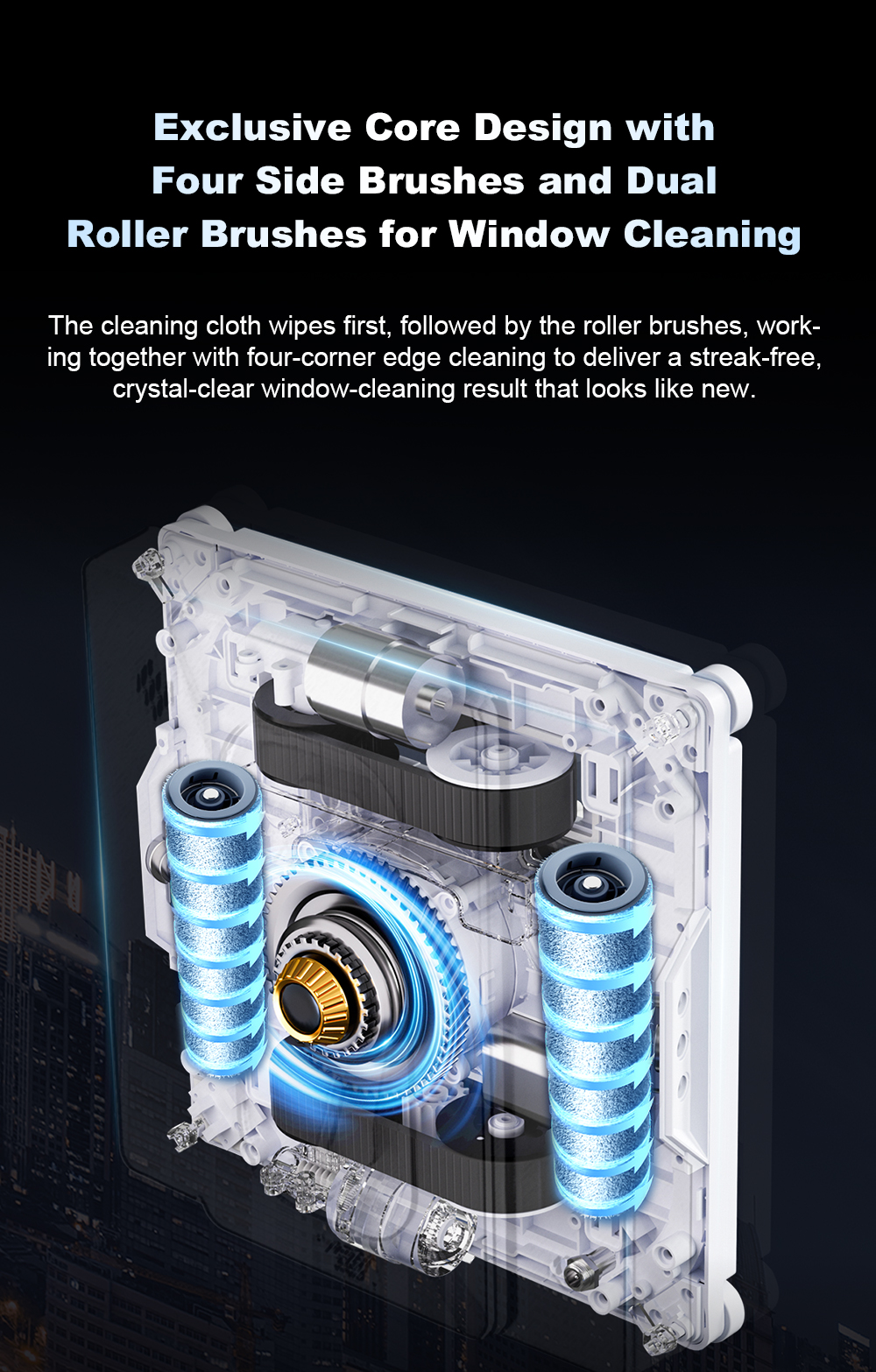 Liectroux S9 Robot lave-vitres, brosses &agrave; double rouleau, pulv&eacute;risation d'eau &agrave; 6 voies, aspiration de 9000Pa, contr&ocirc;le &agrave; distance et par application