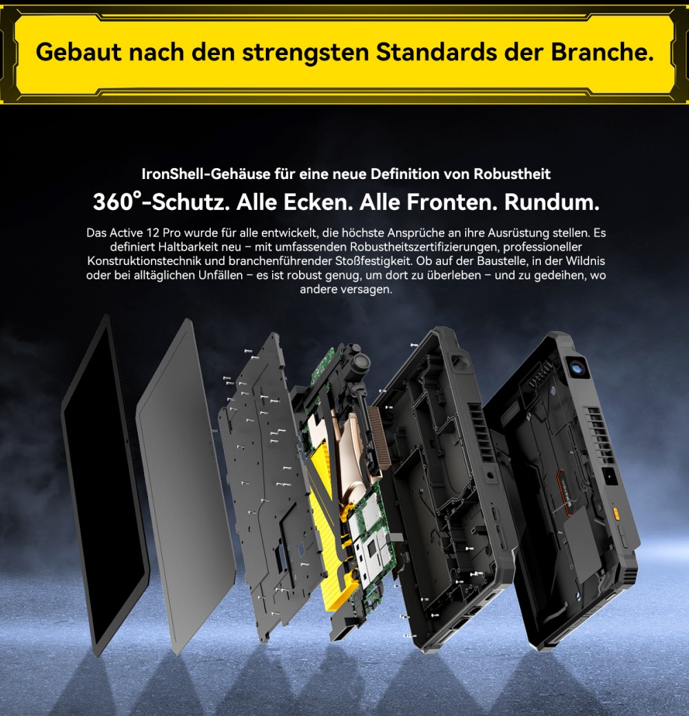 Blackview Active 12 Pro 5G Projektor AI Rugged Tablet, 200LM 120 Zoll 1080P Projektion, Android 15, 11 Zoll 1920*1200 IPS Bildschirm, MT6878 8 Kerne, 12GB + 24GB Erweiterungs-RAM 256GB ROM, 30000mAh Akku, 120W Schnellladung, 50MP+108MP Kamera, WiFi 6E