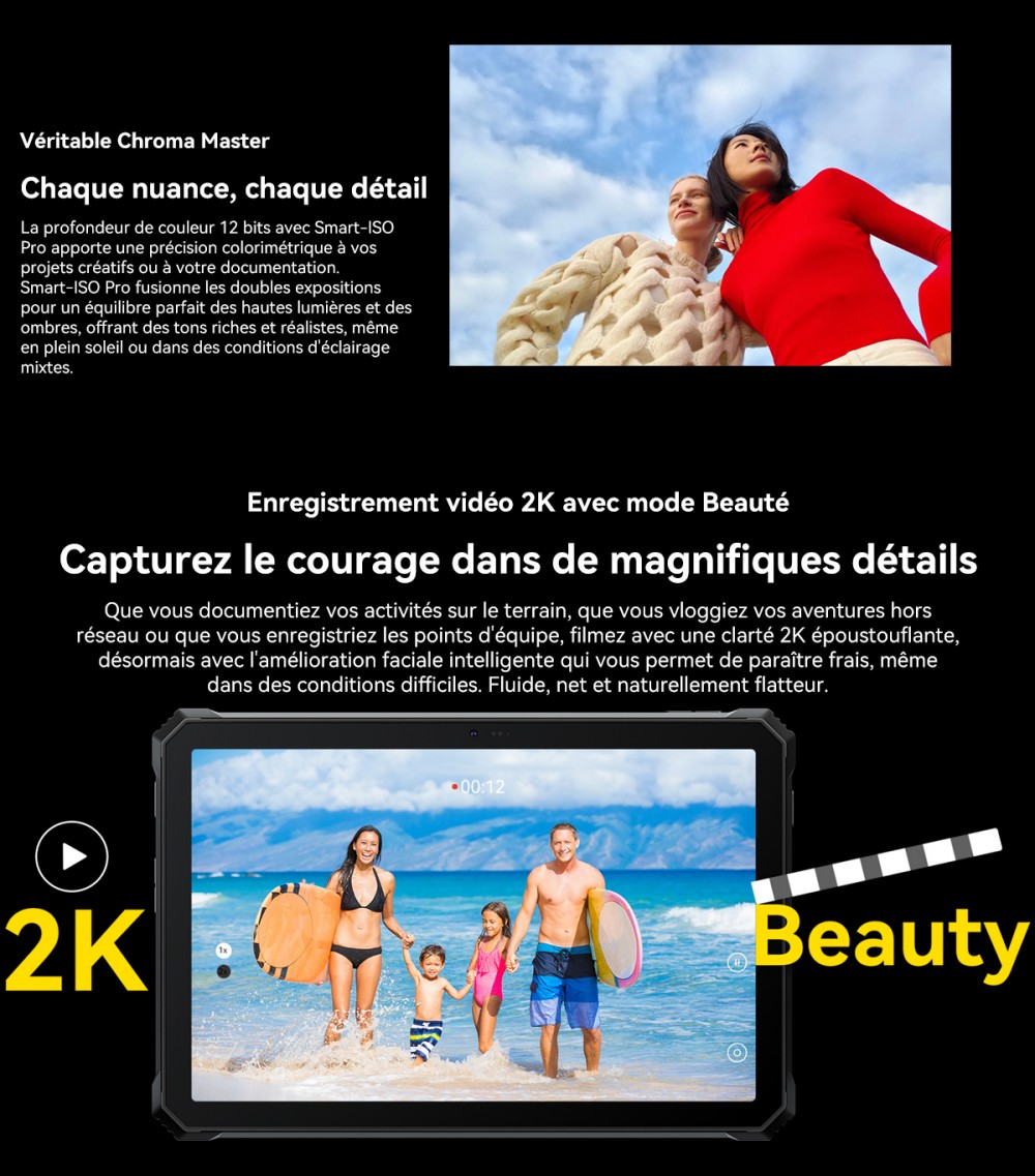 Blackview Active 12 Pro 5G Projecteur AI Tablette Robuste, Projection 1080P 120 pouces 200LM, Android 15, Écran IPS 11 pouces 1920*1200, MT6878 8 cœurs, 12 Go + 24 Go de RAM extensible, 256 Go de ROM, Batterie 30000 mAh, Charge rapide 120W, Caméra 50MP+108MP, Wi-Fi 6E