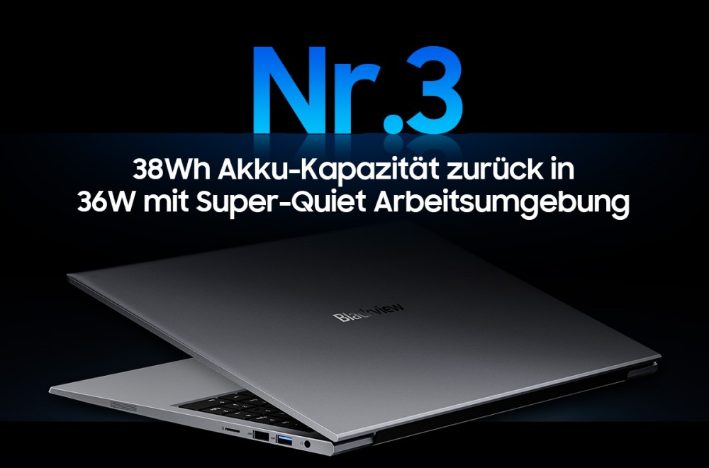 Blackview AceBook 8 Laptop, 15,6 Zoll 1920*1080 IPS-Bildschirm, Intel N150 4-Kern Max 3,6GHz, 16GB RAM 512GB SSD, Dual-Band WLAN Bluetooth 5.0, 2*USB 3.0 1*USB 2.0 1*USB-C 1*HDMI 2.0 1*Audiobuchse 1*MicroSD-Kartensteckplatz, 38Wh Akku 36W Ladegerät