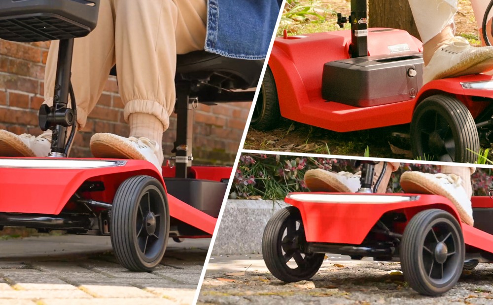 Sweetrich S2 Scooter de mobilité, moteur 250W, batterie 24V 12Ah, vitesse maximale de 6 km/h, autonomie de 15 km - Rouge