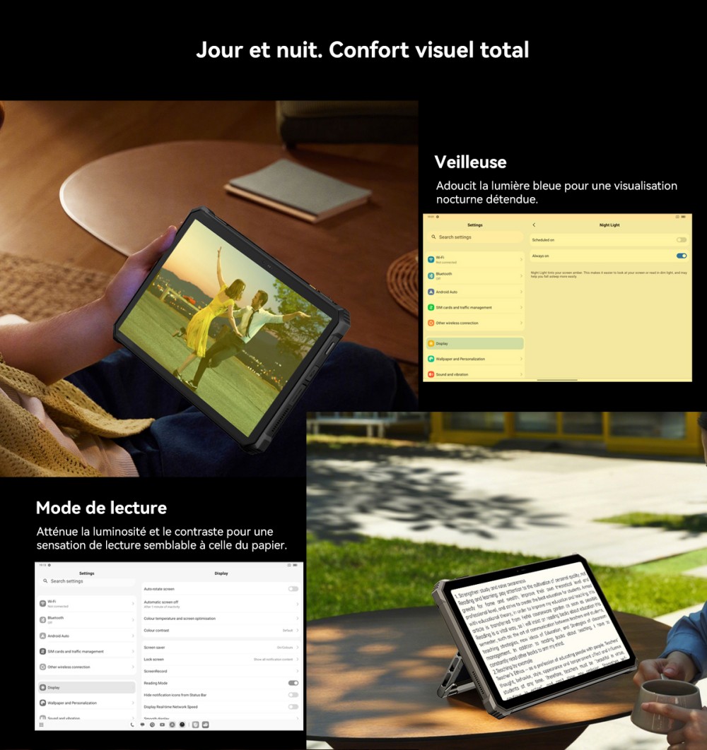 Blackview Active 12 Pro 5G Projecteur AI Tablette Robuste, Projection 1080P 120 pouces 200LM, Android 15, Écran IPS 11 pouces 1920*1200, MT6878 8 cœurs, 12 Go + 24 Go de RAM extensible, 256 Go de ROM, Batterie 30000 mAh, Charge rapide 120W, Caméra 50MP+108MP, Wi-Fi 6E