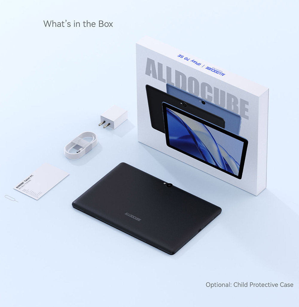 Tablette pour enfants ALLDOCUBE iPlay 70 SE avec &eacute;tui, &eacute;cran IPS 10,1 pouces (1280 x 800 pixels), processeur quadric&oelig;ur Unisoc T310, 3 Go de RAM, 64 Go de ROM, Android 15, Wi-Fi 6, Bluetooth 5.0, double cam&eacute;ra 2 Mpx + 5 Mpx, double SIM 4G LTE, batterie 5500 mAh - Bleue