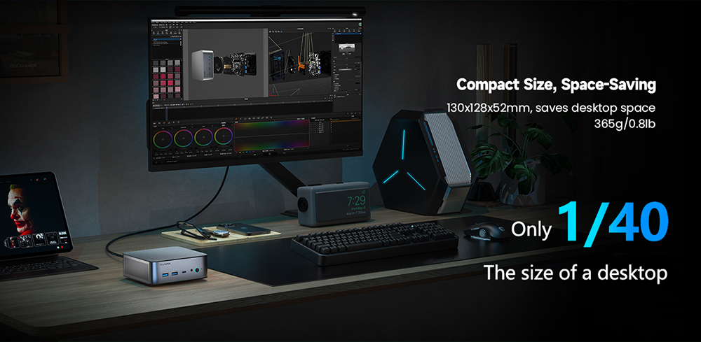 ALLIWAVA H90 Pro Mini PC, AMD Ryzen 7 8745HS, 8 mag, max. 4,9 GHz, 16 GB RAM, 1 TB SSD, HDMI+DP+USB-C, h&aacute;rom kijelző, WiFi 6, Bluetooth 5.2, 4*USB3.2, 2*2.5G RJ45, 1*Audio Jack