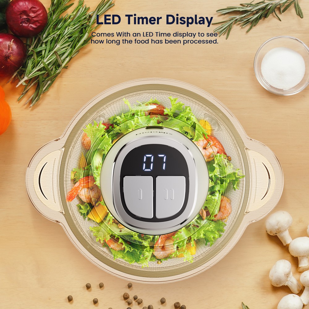 Hachoir &eacute;lectrique BioloMix Mini, moteur puissant de 300 W, deux bols de 3 L, minuterie LED, acier inoxydable et verre, utilisation mains libres et compatible lave-vaisselle, hachoir et pur&eacute;e multifonctionnels