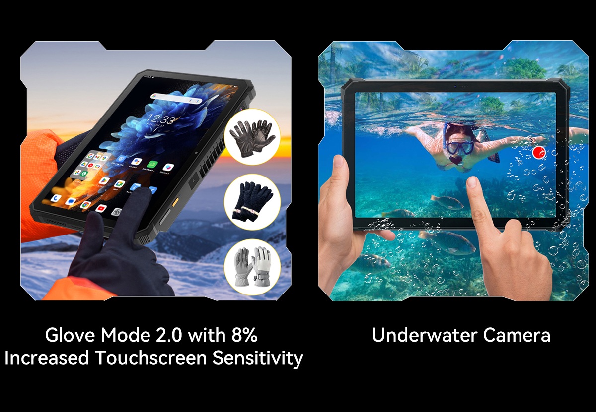 Blackview Active 12 Pro 5G Projector AI Rugged Tablet, 200LM 120 inch 1080P Projection, Android 15, 11 inch 1920*1200 IPS Screen, MT6878 8 Cores, 12GB + 24GB Expansion RAM 256GB ROM, 30000mAh Battery, 120W Fast Charging, 50MP+108MP Camera, WiFi 6E