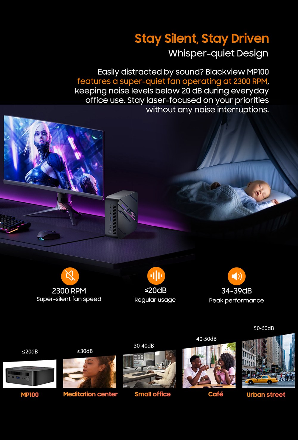 Blackview MP100 Mini-PC, AMD Ryzen 7 7430U 6 Kerne (max. 4,3 GHz), 16 GB RAM, 512 GB SSD, Triple-Display-Anschluss (DP + HDMI + USB-C), WLAN 6, Bluetooth 5.2, 2 x USB-C (vollwertig), 2 x USB 3.2, 1 x USB 2.0, 1 x RJ45, 1 x Audioanschluss