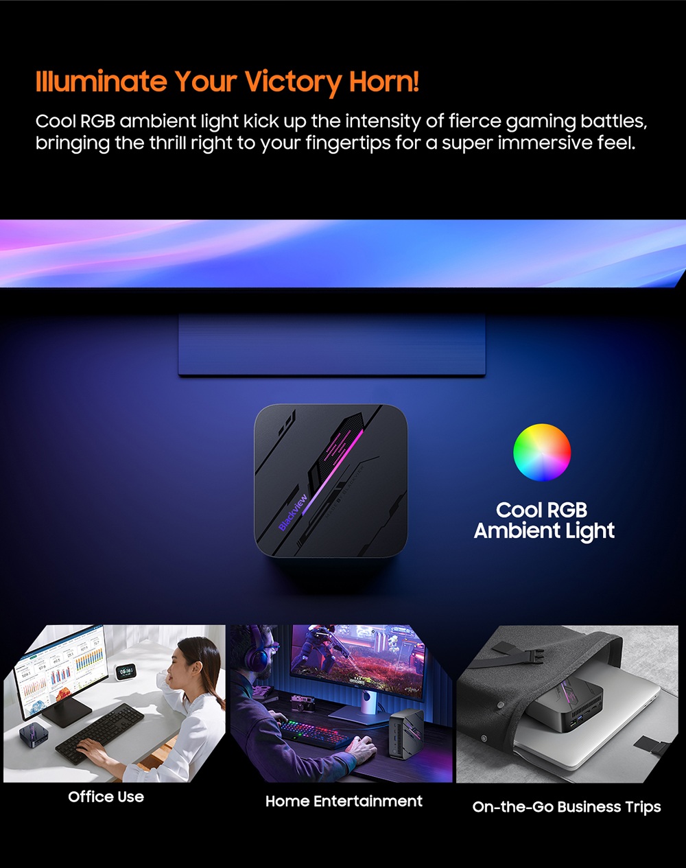 Blackview MP100 Mini-PC, AMD Ryzen 7 7430U 6 Kerne (max. 4,3 GHz), 16 GB RAM, 512 GB SSD, Triple-Display-Anschluss (DP + HDMI + USB-C), WLAN 6, Bluetooth 5.2, 2 x USB-C (vollwertig), 2 x USB 3.2, 1 x USB 2.0, 1 x RJ45, 1 x Audioanschluss