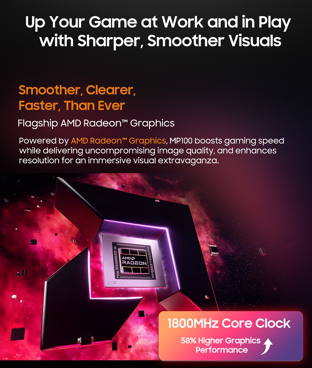 Blackview MP100 Mini-PC, AMD Ryzen 7 7430U 6 Kerne (max. 4,3 GHz), 16 GB RAM, 512 GB SSD, Triple-Display-Anschluss (DP + HDMI + USB-C), WLAN 6, Bluetooth 5.2, 2 x USB-C (vollwertig), 2 x USB 3.2, 1 x USB 2.0, 1 x RJ45, 1 x Audioanschluss