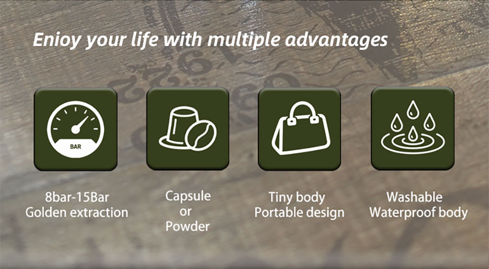 HiBREW H4D 2 az 1-ben Hordozható Espresso Készítő, Manuális Kézi Prés Kávé Kapszulákhoz és Őrölt Kávéhoz, Meleg/Hideg Kávéfőző Utazáshoz és Otthoni Használatra