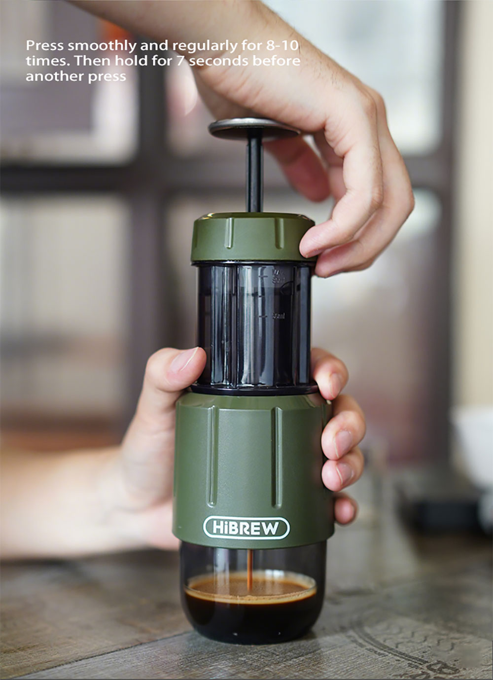 HiBREW H4D 2 az 1-ben Hordozható Espresso Készítő, Manuális Kézi Prés Kávé Kapszulákhoz és Őrölt Kávéhoz, Meleg/Hideg Kávéfőző Utazáshoz és Otthoni Használatra