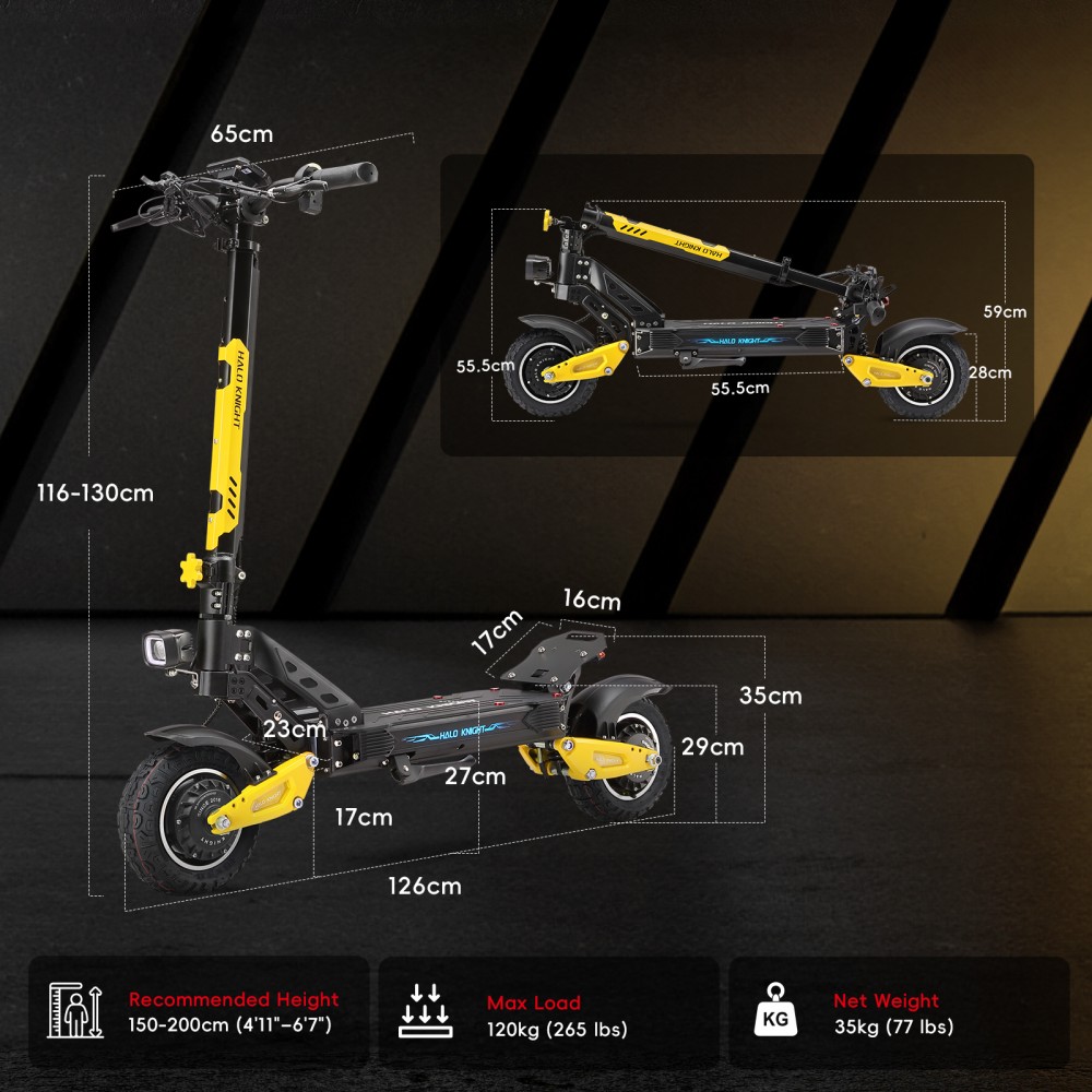 Halo Knight T102 Pro Electric Scooter, 1200W*2 Motor, 52V 28.8Ah batéria, 10