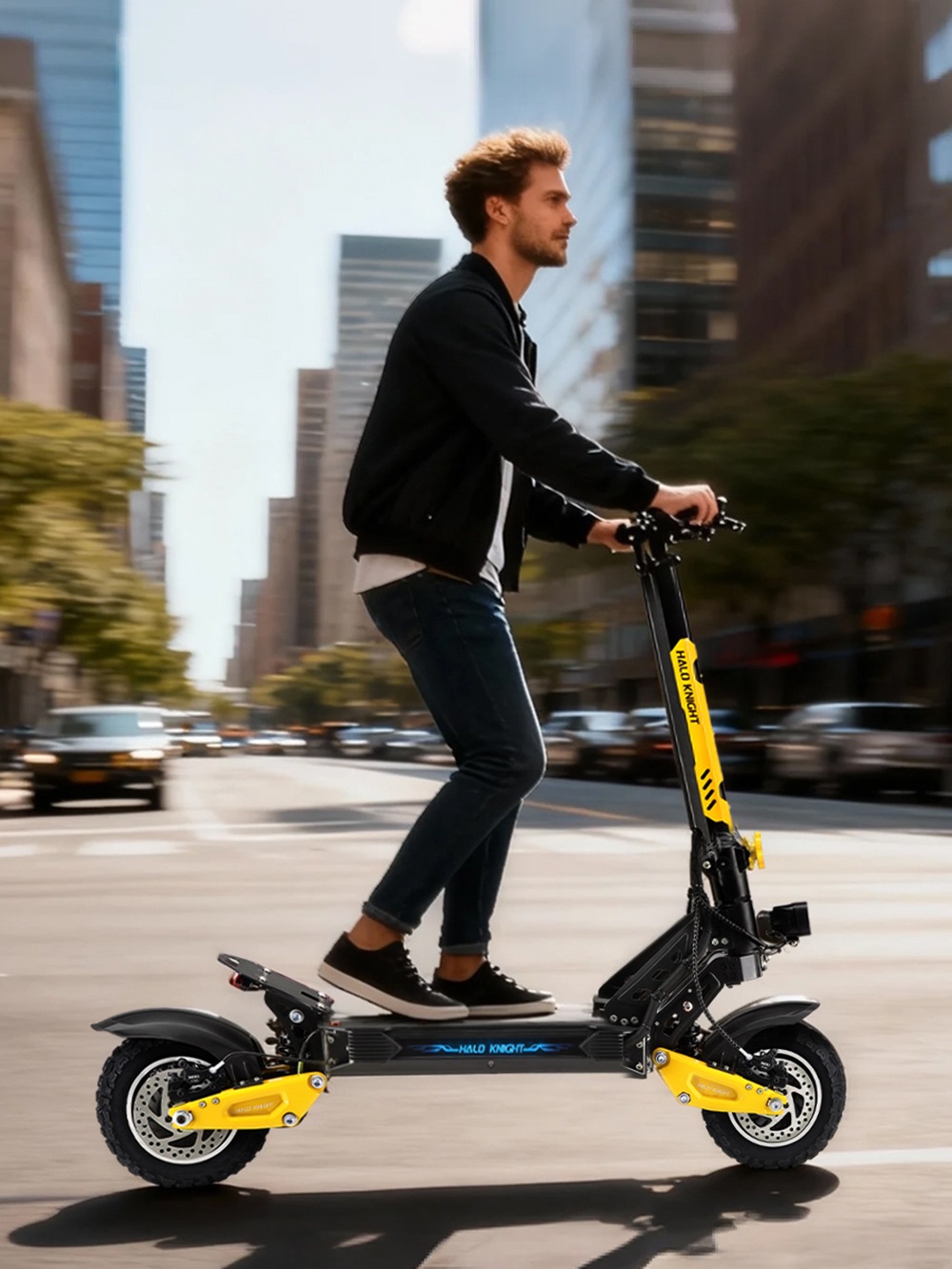 Halo Knight T102 Pro Electric Scooter, 1200W*2 motor, 52V 28,8Ah batéria, 10 palcové pneumatiky, max. rýchlosť 65 km/h, dojazd 58 km, dvojité hydraulické brzdy, dvojité odpruženie