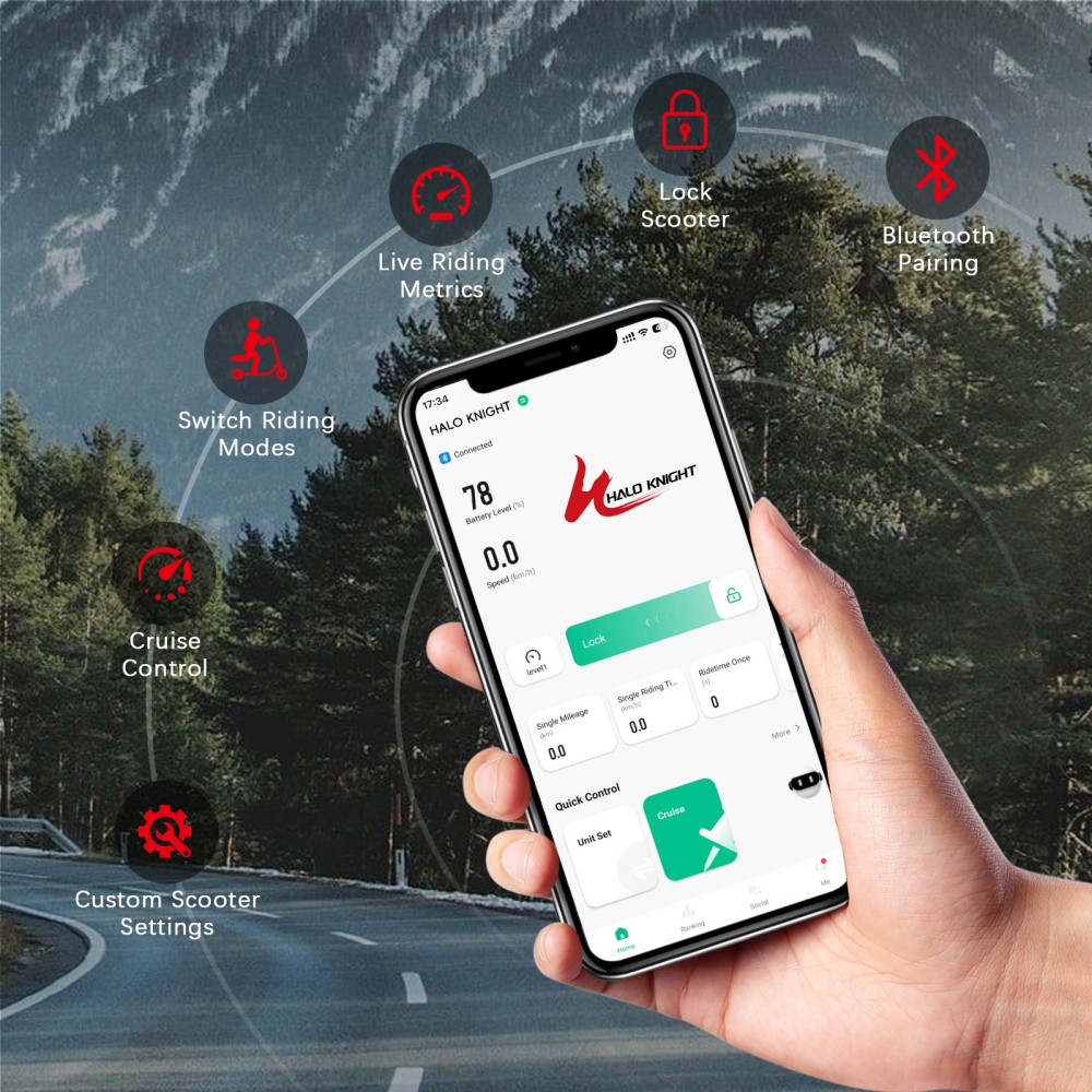 Halo Knight T102 Pro Electric Scooter, 1200W*2 Motor, 52V 28.8Ah batéria, 10 palcové pneumatiky, max. rýchlosť 65km/h, dojazd 58km, duálne hydraulické brzdy, duálne odpruženie