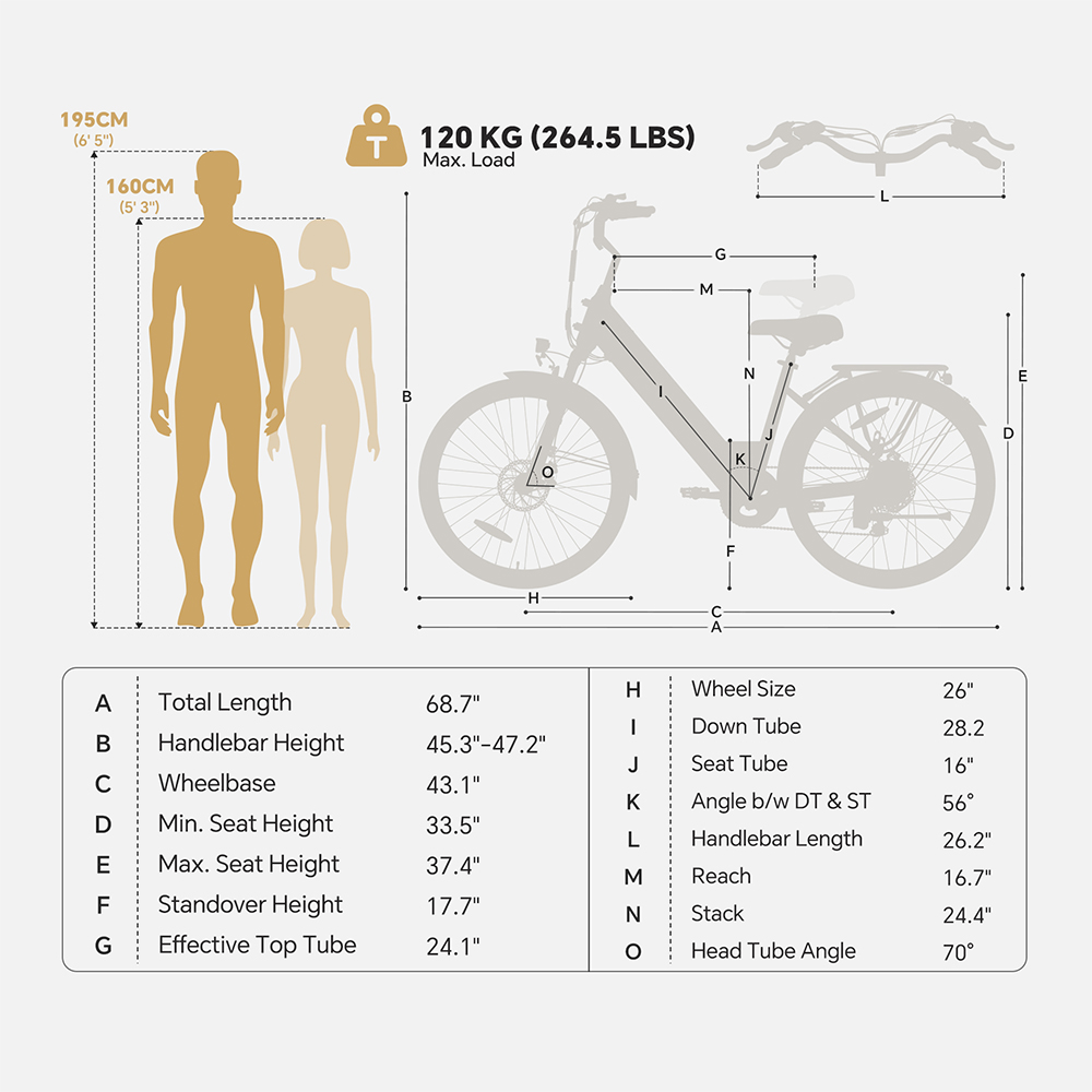 Touroll J2 ST Pro Elektrofahrrad, 250-W-Motor, 36-V-15,6-Ah-Akku, 26-Zoll-Reifen, 25 km/h H&ouml;chstgeschwindigkeit, 100 km Reichweite, hydraulische Scheibenbremse, Federgabel vorne