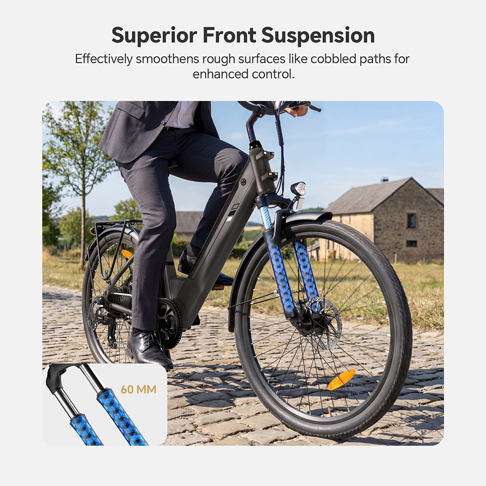 Touroll J2 ST Pro Elektrofahrrad, 250-W-Motor, 36-V-15,6-Ah-Akku, 26-Zoll-Reifen, 25 km/h H&ouml;chstgeschwindigkeit, 100 km Reichweite, hydraulische Scheibenbremse, Federgabel vorne