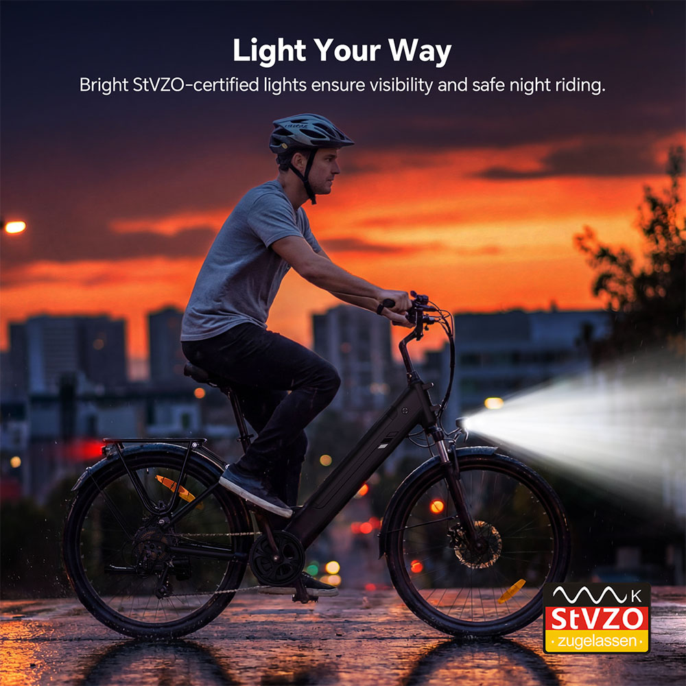 Touroll J2 ST Pro Elektrofahrrad, 250-W-Motor, 36-V-15,6-Ah-Akku, 26-Zoll-Reifen, 25 km/h H&ouml;chstgeschwindigkeit, 100 km Reichweite, hydraulische Scheibenbremse, Federgabel vorne