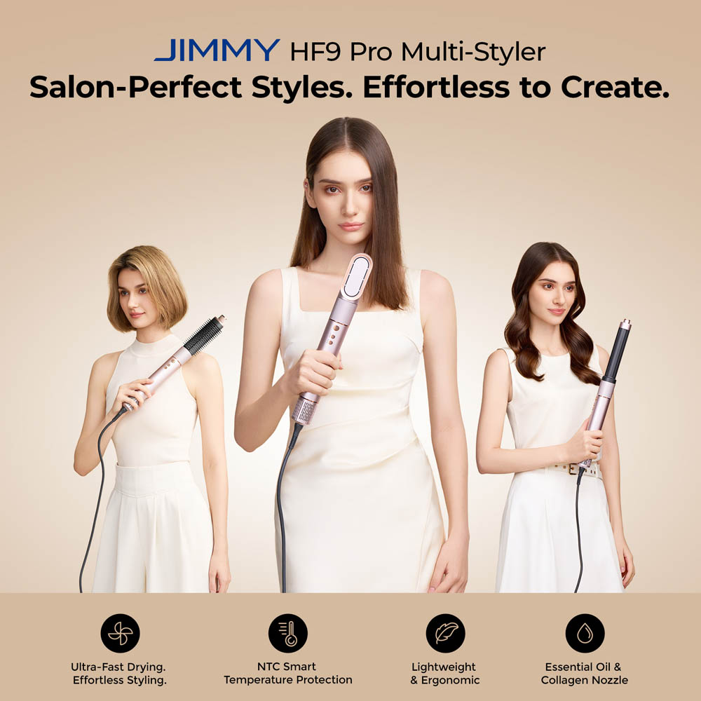 JIMMY HF9 Pro Multi-Styler & High-Speed Hair Dryer, 110000RPM, 23m/s Wind Speed, 20M Negative Ions, 1.8m Cable, Dry, Style, Curl & Nourish