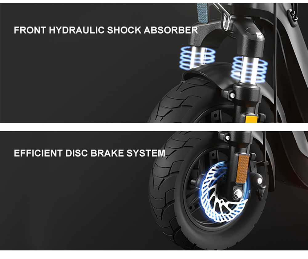 Joyor C10 DGT Electric Scooter, 500W motor, 48V 10,4Ah batéria, 10-palcové pneumatiky, max. rýchlosť 25 km/h, dojazd 40 km, predná & zadná kotúčová brzda, dvojité predné odpruženie, odomykanie NFC