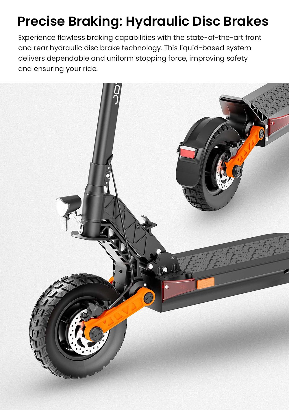 Joyor S-PRO DGT Electric Scooter, 800W*2 motor, 48V 26Ah batéria, 10 palcové pneumatiky, max. rýchlosť 25 km/h, dojazd 90 km, hydraulické kotúčové brzdy, dvojité predné a zadné odpruženie