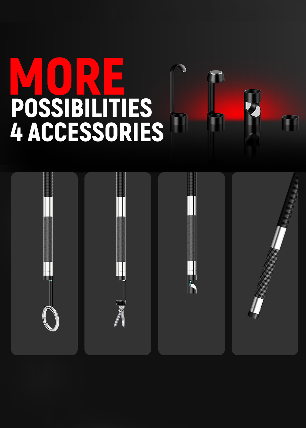 KAIWEETS KBA02 Two-Way Articulating Borescope Camera, 6.5mm Probe, 210&deg; Turning, 4.3'' IPS 1080P, IP67 Waterproof, 3000mAh Battery, 1.6m Cable