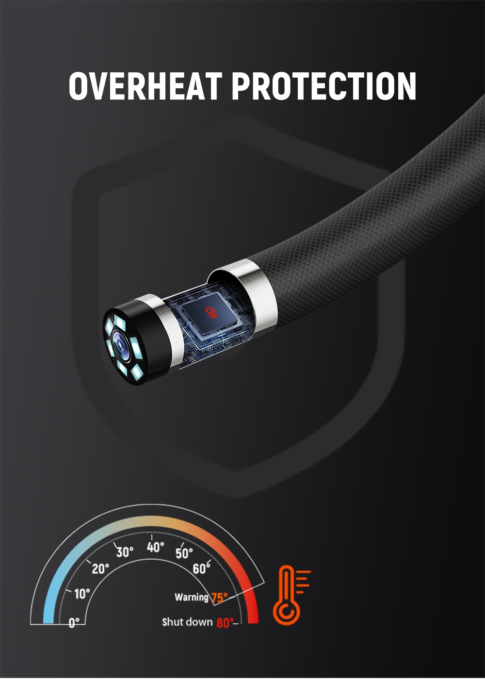 KAIWEETS KBA02 Two-Way Articulating Borescope Camera, 6.5mm Probe, 210&deg; Turning, 4.3'' IPS 1080P, IP67 Waterproof, 3000mAh Battery, 1.6m Cable