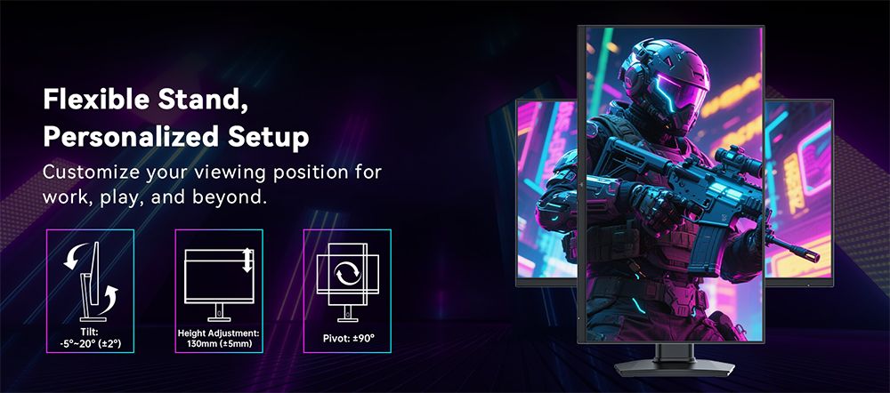 KTC H27T7P-2 Gaming Monitor, 27 inch 2560*1440 210Hz Fast IPS Screen, 1ms MPRT Response Time, FreeSync & G-Sync, HDR400, Low Blue Light, 2*HDMI2.0, 2*DP1.4, 1*USB2.0, 1*Audio Out, 100 x 100mm VESA Mount Supported