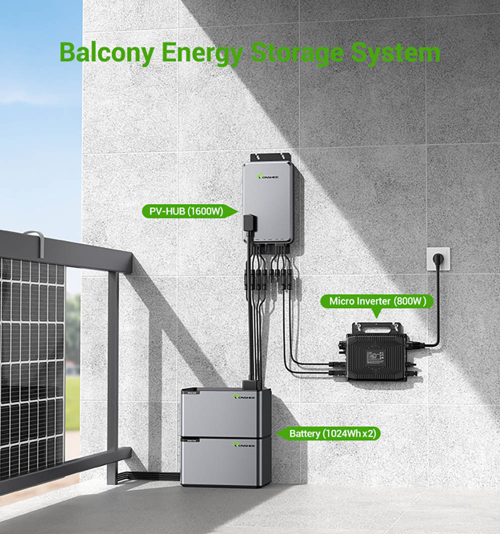 LIONSHEE LS-L1024 LiFePO₄-Akku 1024 Wh, IP65 wasserdicht, erweiterbar auf 6 Einheiten, Plug & Play-Energiespeicher f&uuml;r Balkon-Solaranlagen