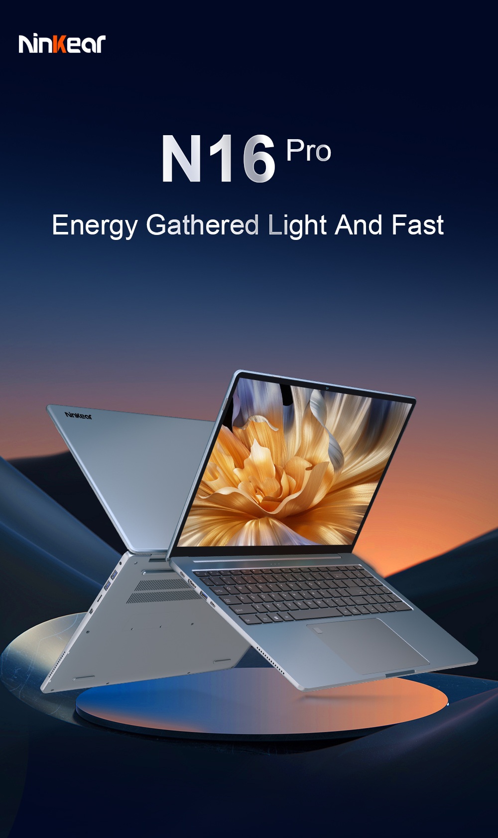 Ordinateur portable Ninkear N16 Pro, &eacute;cran IPS 16 pouces (2560 x 1600) 120 Hz, processeur Intel Core i7-12700H 6 c&oelig;urs (4,7 GHz max.), 16 Go de RAM, SSD 1 To, Wi-Fi 6, Bluetooth 5.2, d&eacute;verrouillage par empreinte digitale, batterie 5000 mAh, 2 ports USB-C, 3 ports USB 3.0, 1 port HDMI, 1 lecteur de carte microSD, 1 prise audio