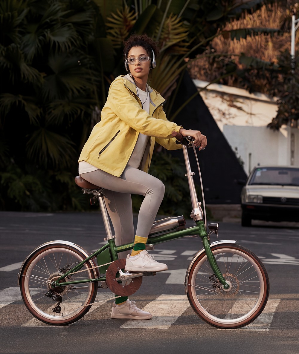 V&eacute;lo &eacute;lectrique pliant ONESPORT OT02 Pro, moteur 250 W, batterie 36 V 5,2 Ah, pneus 20 pouces, vitesse maximale 25 km/h, autonomie 25 km, freins &agrave; disque m&eacute;caniques, transmission Shimano 7 vitesses - Vert