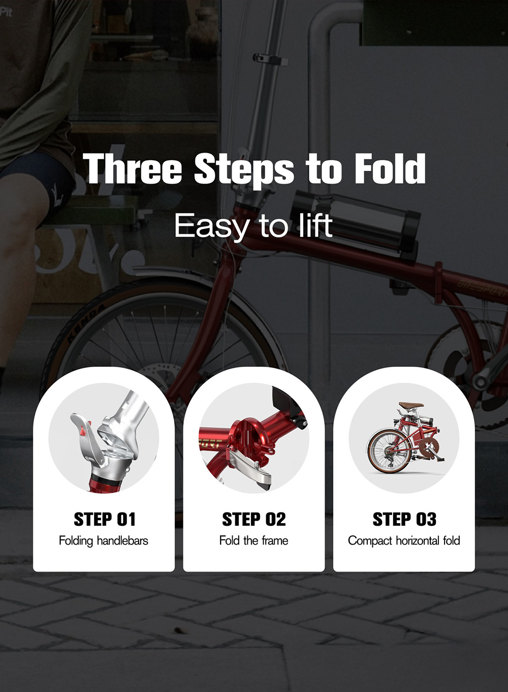 ONESPORT OT02 Pro Falt-Elektrofahrrad, 250-W-Motor, 36-V-5,2-Ah-Akku, 20-Zoll-Reifen, 25 km/h H&ouml;chstgeschwindigkeit, 25 km Reichweite, mechanische Scheibenbremse, Shimano 7-Gang-Schaltung &ndash; Rot