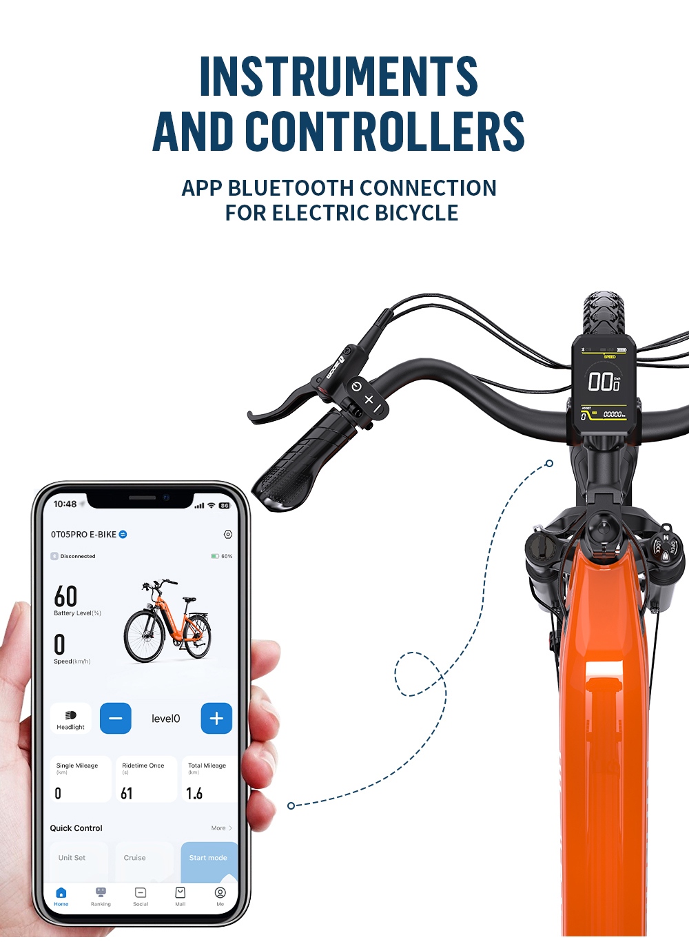 ONESPORT OT05 Pro Electric Bike, 250W Motor, 36V 22.5Ah batéria, pneumatiky 700*50C, max. rýchlosť 25km/h, dojazd 140km, hydraulické kotúčové brzdy, predná odpružená vidlica, Shimano 7 rýchlostí - oranžová