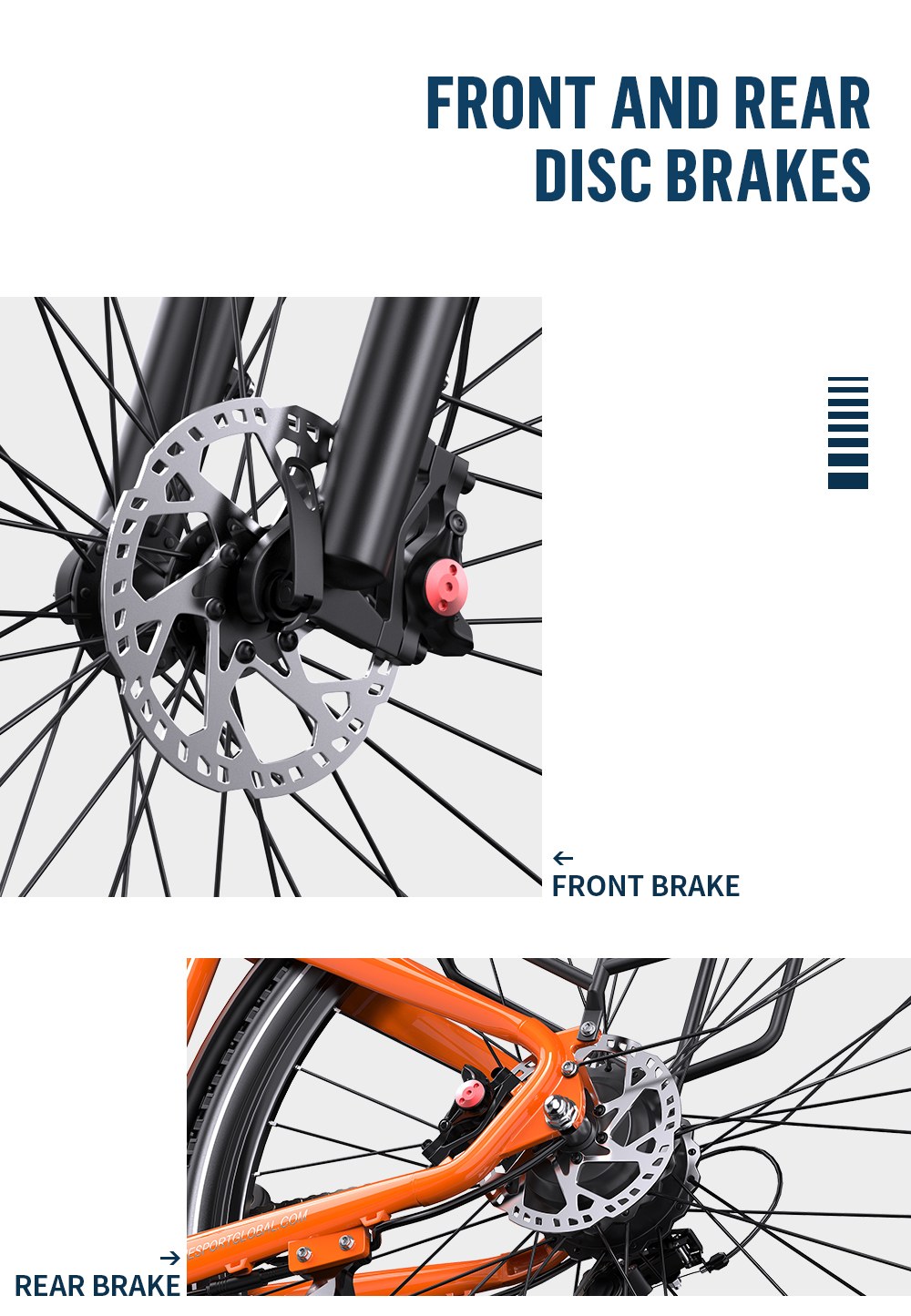 ONESPORT OT05 Pro Electric Bike, 250W motor, 36V 22.5Ah batéria, pneumatiky 700*50C, max. rýchlosť 25km/h, dojazd 140km, hydraulické kotúčové brzdy, predná odpružená vidlica, Shimano 7 rýchlostí - oranžová