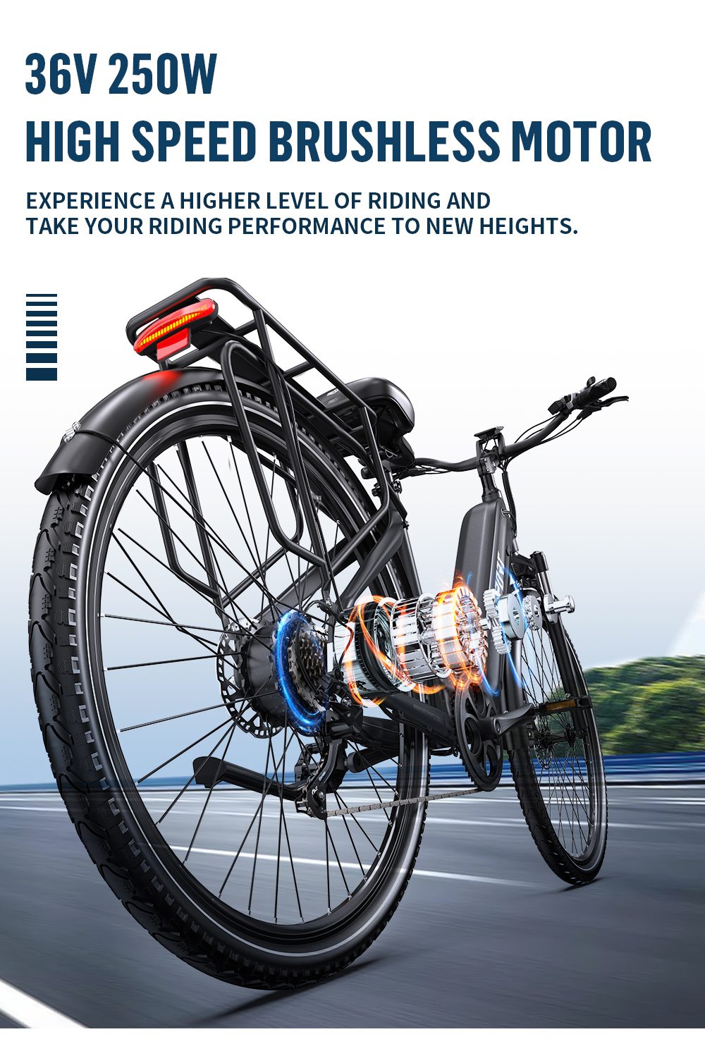 ONESPORT OT05 Pro Elektrofahrrad, 250W Motor, 36V 22,5Ah Batterie, 700*50C Reifen, 25 km/h H&ouml;chstgeschwindigkeit, 140 km Reichweite, hydraulische Scheibenbremsen, Vorderradaufh&auml;ngung, Shimano 7-Gang-Schaltung &ndash; Tech Grau